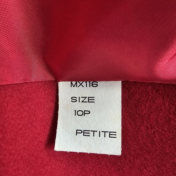 Rare Stephanie Mathews Dark Red 100% Wool Trench Coat Size 10P - Picture 3 of 13